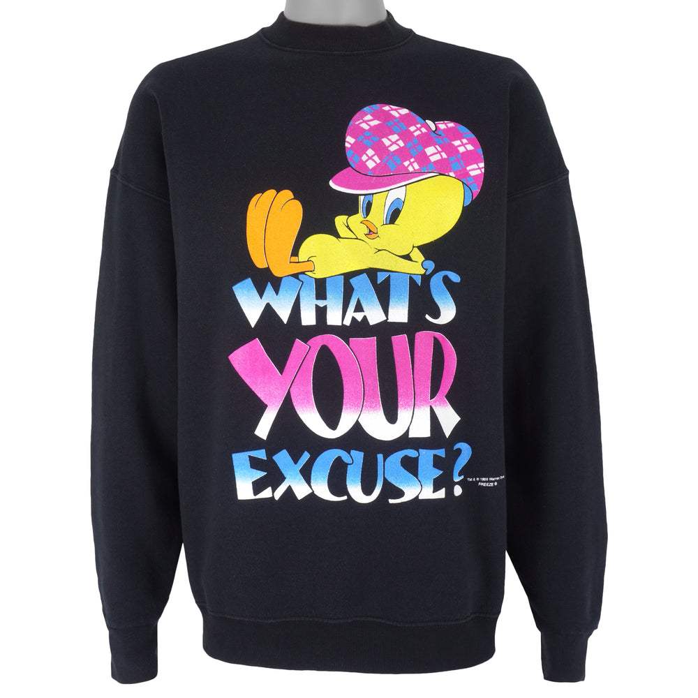 Looney Tunes - Tweety What’s Your Excuse Crew Neck Sweatshirt 1990s Large Vintage Retro