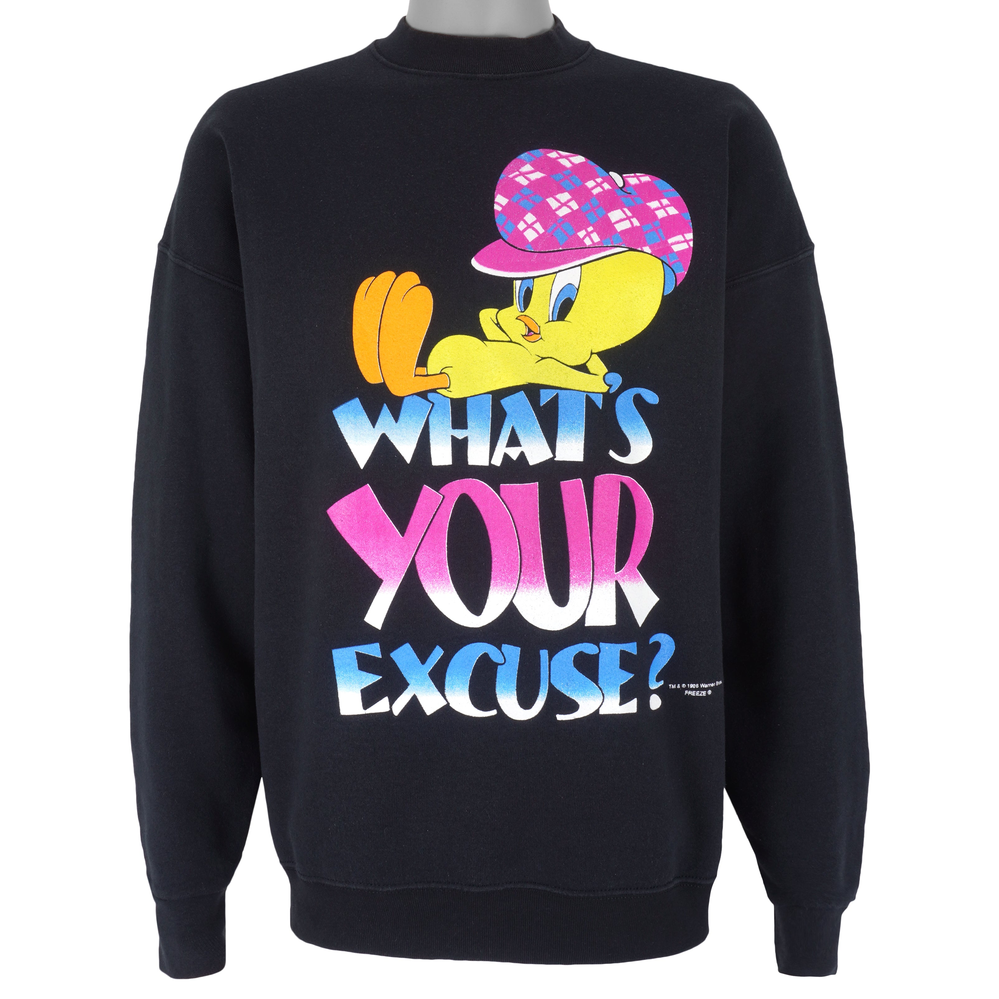 Looney Tunes - Tweety What’s Your Excuse Crew Neck Sweatshirt 1990s Large Vintage Retro