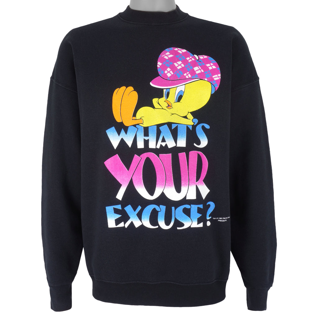 Looney Tunes - Tweety What’s Your Excuse Crew Neck Sweatshirt 1990s Large Vintage Retro