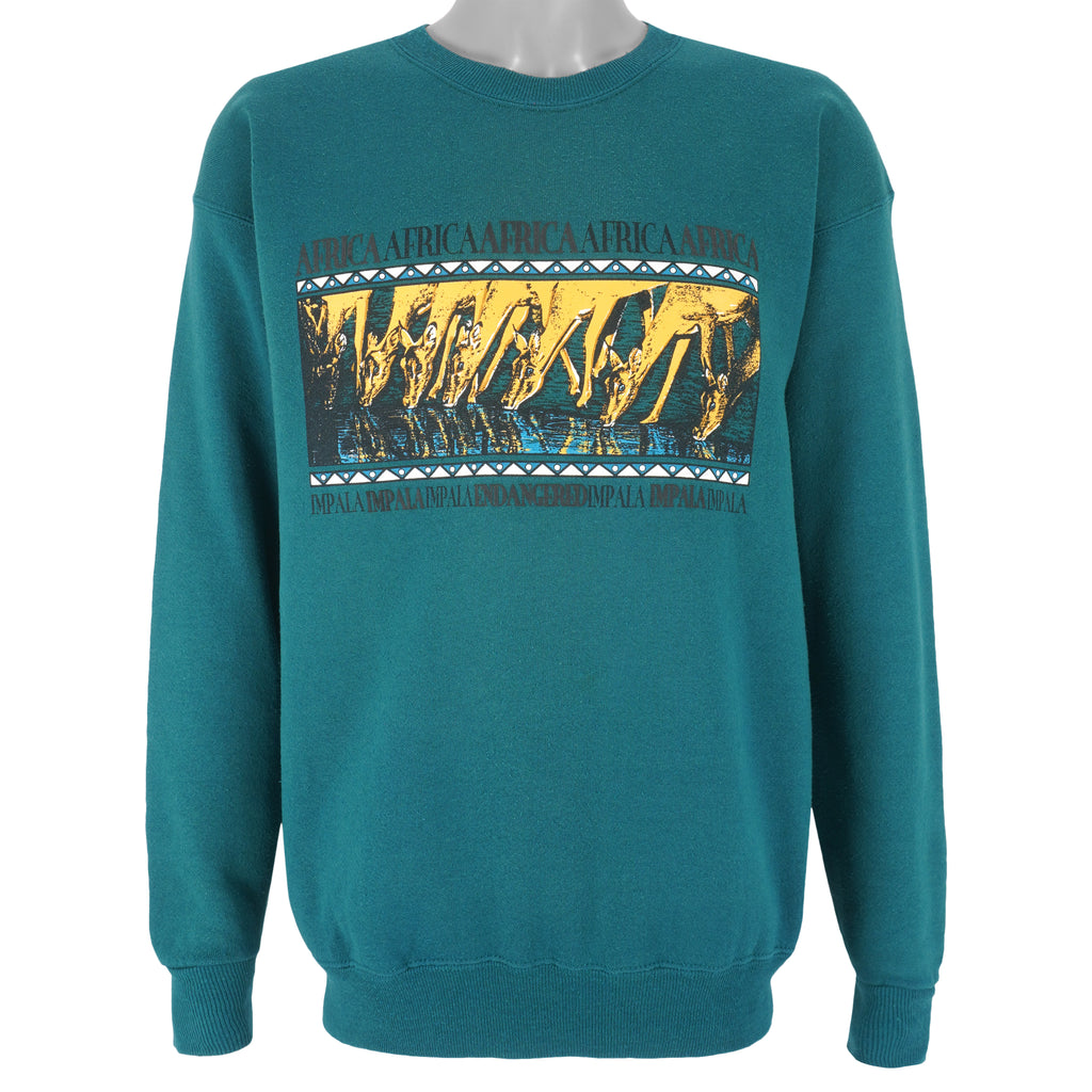 Vintage (Lee) - Africa Impala Safari Crew Neck Sweatshirt 1990s Large Vintage Retro