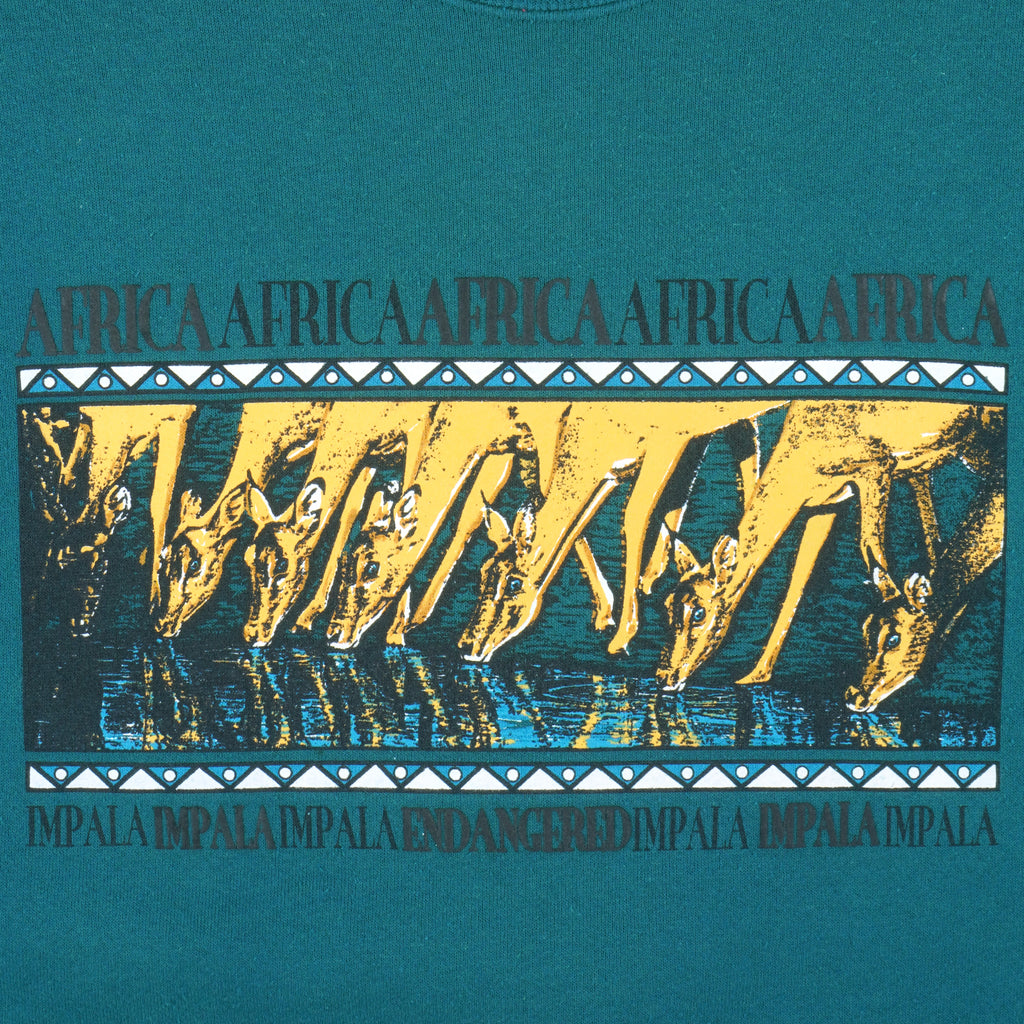 Vintage (Lee) - Africa Impala Safari Crew Neck Sweatshirt 1990s Large Vintage Retro