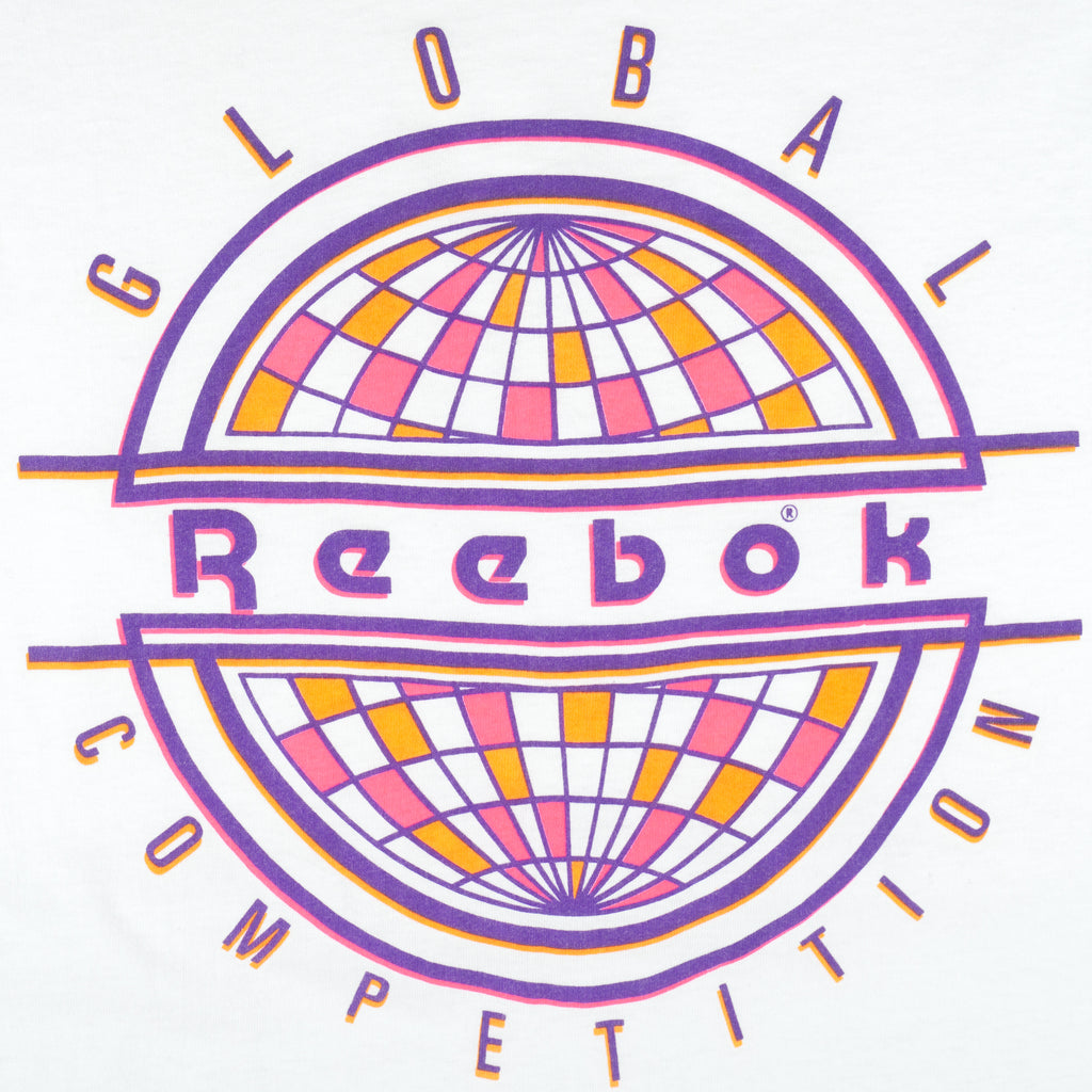 Reebok - Global Competition Single Stitch T-Shirt 1990s Medium Vintage Retro