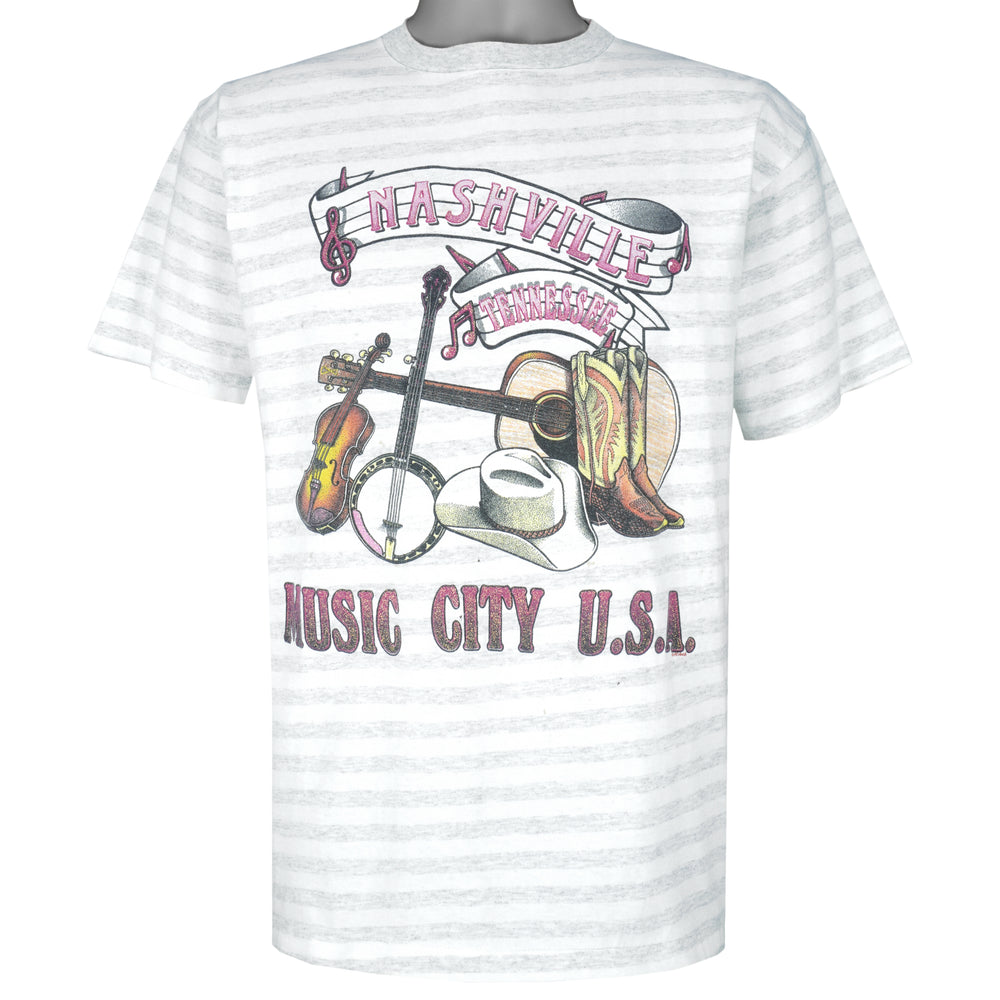 Vintage (Bel Ton) - Nashville Music City Single Stitch T-Shirt 1990s Large Vintage Retro