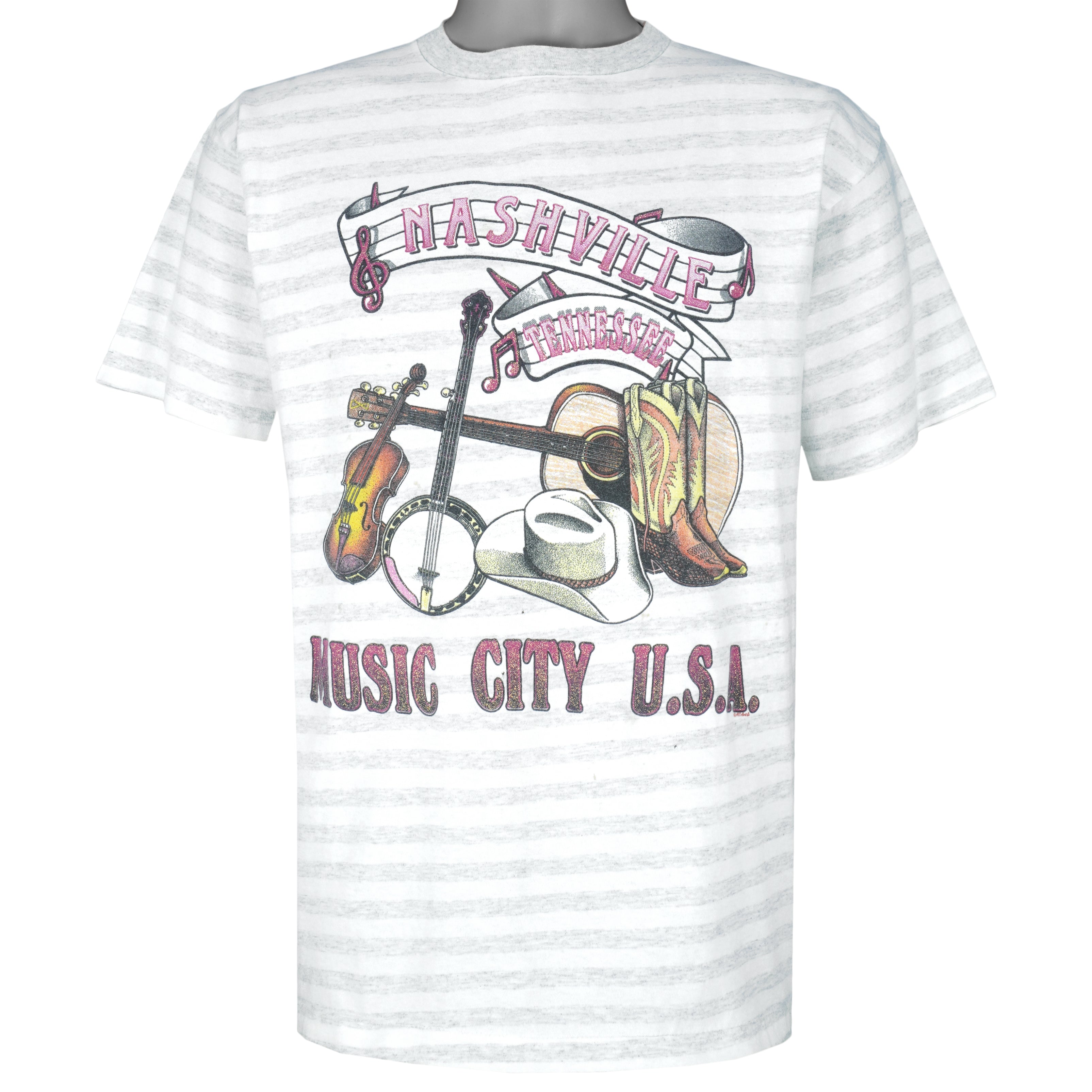 Vintage (Bel Ton) - Nashville Music City Single Stitch T-Shirt 1990s Large Vintage Retro