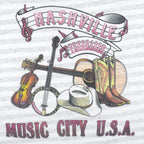 Vintage (Bel Ton) - Nashville Music City Single Stitch T-Shirt 1990s Large Vintage Retro