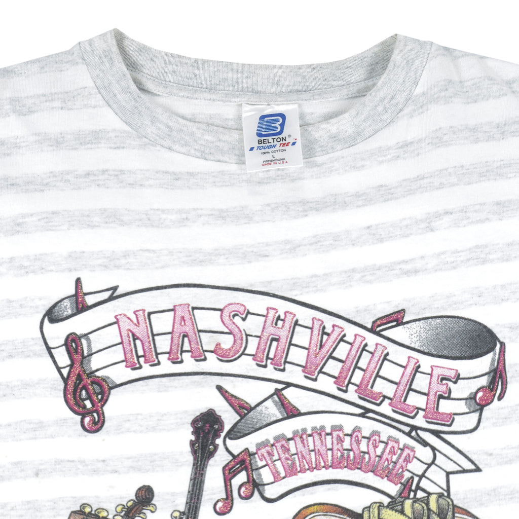 Vintage (Bel Ton) - Nashville Music City Single Stitch T-Shirt 1990s Large Vintage Retro