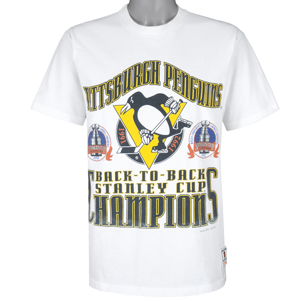 NHL - Pittsburgh Penguins Stanley Cup Champions Single Stitch T-Shirt 1992 Large Vintage Retro Hockey