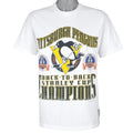 NHL - Pittsburgh Penguins Stanley Cup Champions Single Stitch T-Shirt 1992 Large Vintage Retro Hockey
