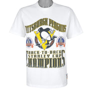 NHL - Pittsburgh Penguins Stanley Cup Champions Single Stitch T-Shirt 1992 Large Vintage Retro Hockey