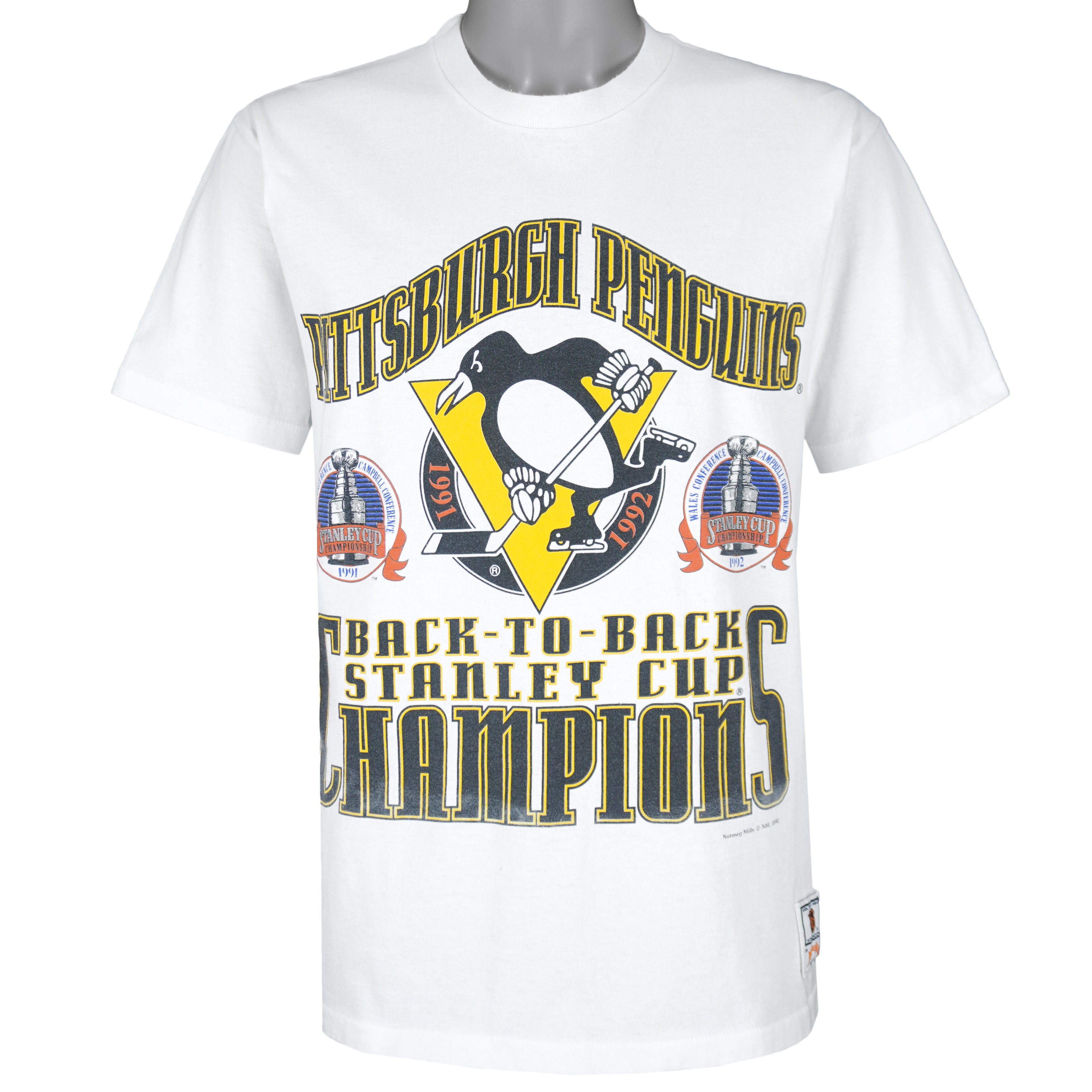 NHL - Pittsburgh Penguins Stanley Cup Champions Single Stitch T-Shirt 1992 Large Vintage Retro Hockey