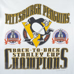 NHL - Pittsburgh Penguins Stanley Cup Champions Single Stitch T-Shirt 1992 Large Vintage Retro Hockey