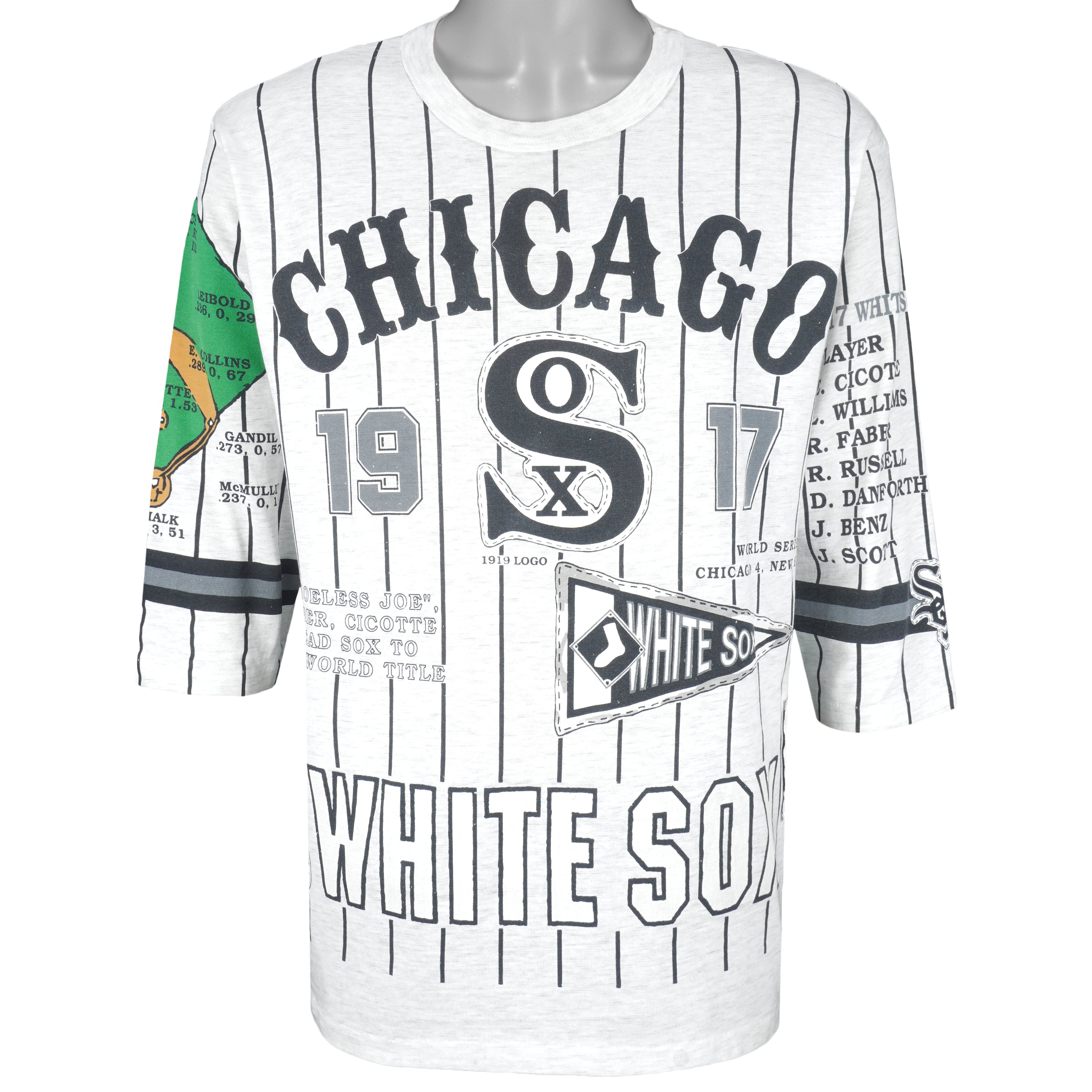 MLB (Long Gone) - Chicago White Sox Big Logo T-Shirt 1991 Large Vintage Retro Baseball