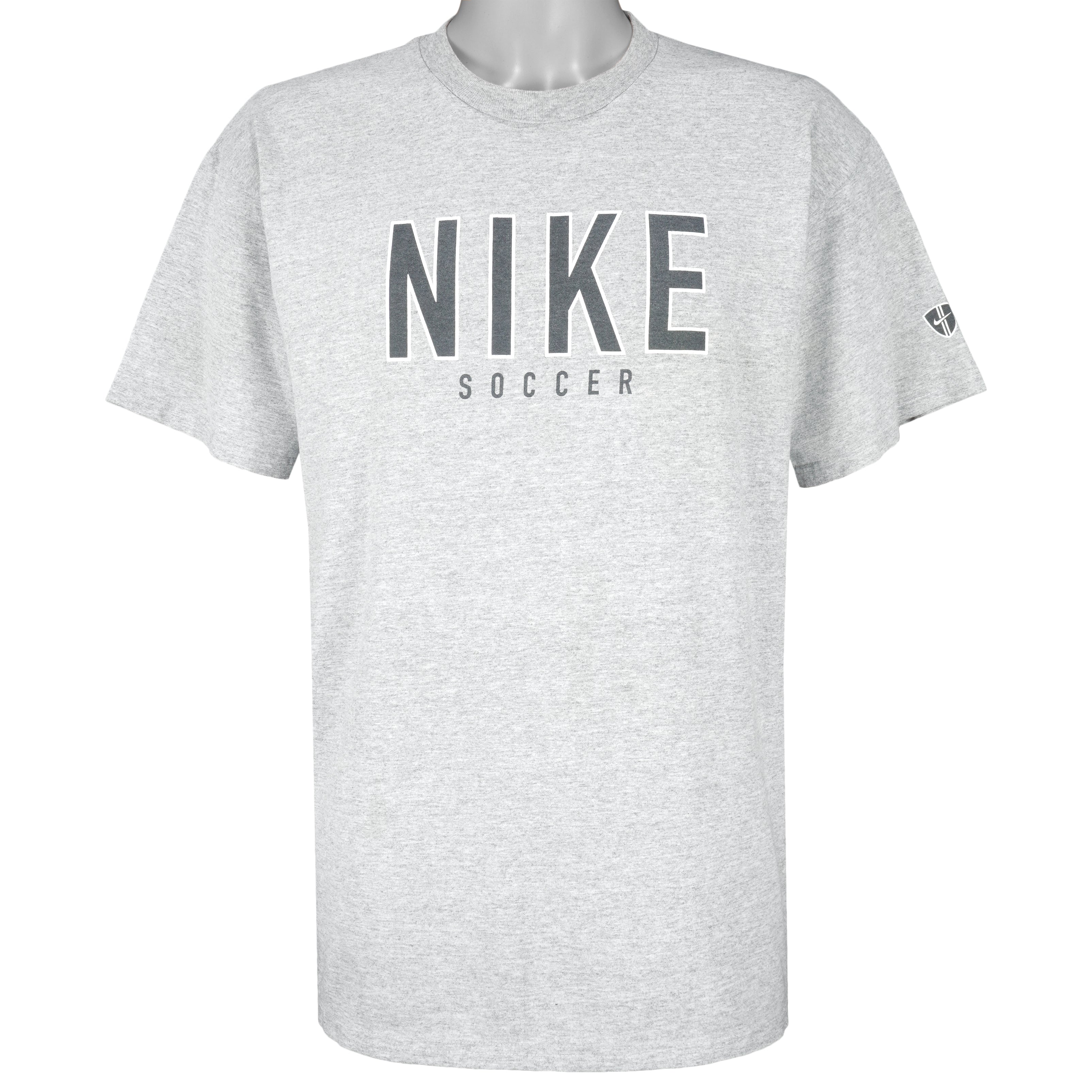 Nike - Grey Tag Nike Soccer T-Shirt 1990s Large Vintage Retro Football