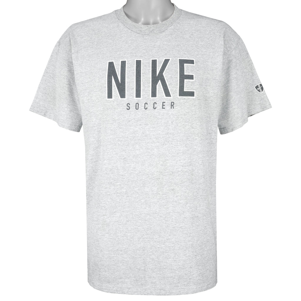 Nike - Grey Tag Nike Soccer T-Shirt 1990s Large Vintage Retro Football
