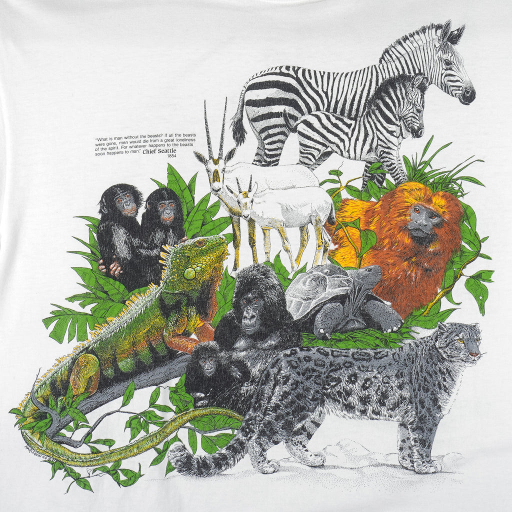 Vintage (Hanes) - Wildlife What Is Man Without The Beasts T-Shirt 1987 X-Large Vintage Retro