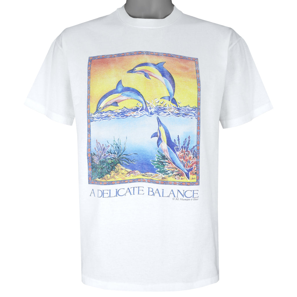 Vintage (Hanes) - A Delicate Balance Dolphins T-Shirt 1992 Large Vintage Retro