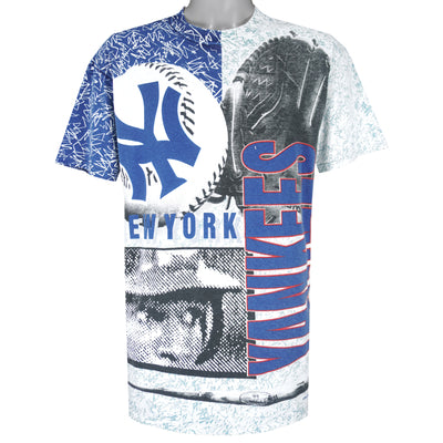 Starter - New York Yankees All Over Print T-Shirt 1990s Large