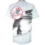 Starter - New York Yankees All Over Print T-Shirt 1990s Large Vintage Retro Baseball