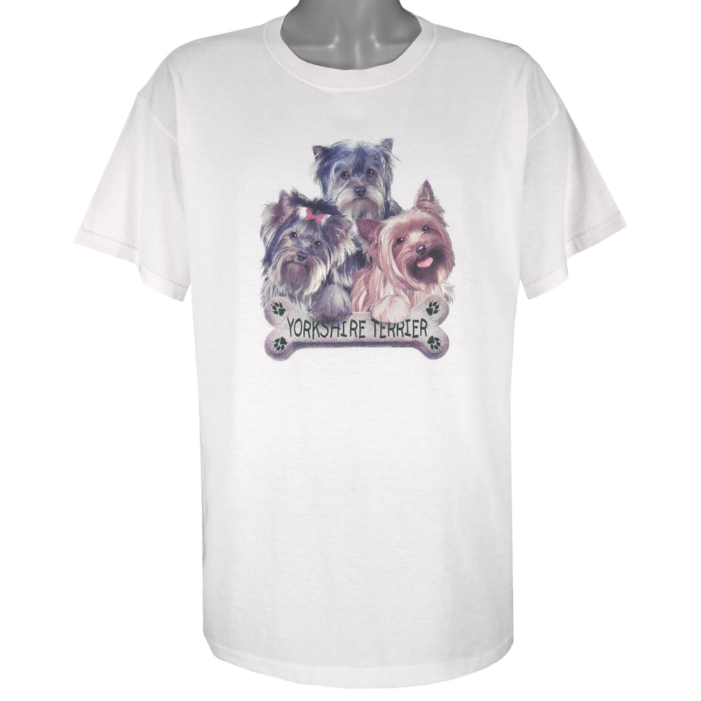 Vintage (Jerzees) - Yorkshire Terrier Dog Breed Single Stitch T-Shirt 1990s X-Large