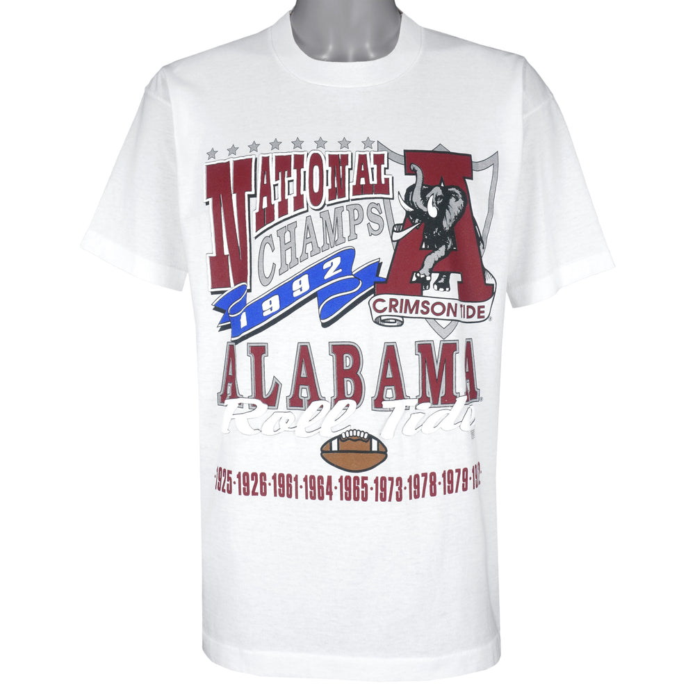 NCAA - Alabama Crimson Tide National Champs Single Stitch T-Shirt 1992 X-Large Vintage Retro College