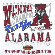 NCAA - Alabama Crimson Tide National Champs Single Stitch T-Shirt 1992 X-Large Vintage Retro College