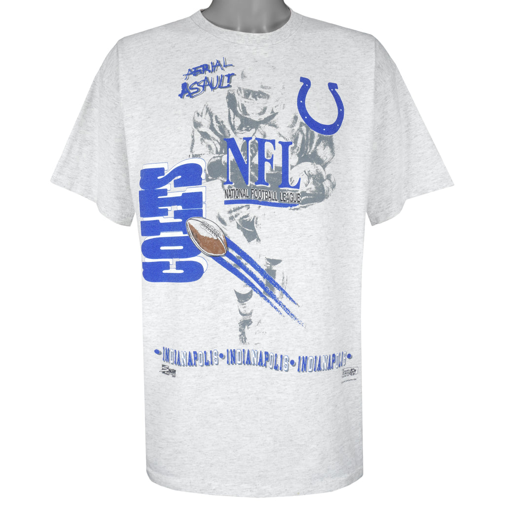 NFL (Salem) - Indianapolis Colts, Aerial Assault Spell-Out T-Shirt 1991 XX-Large Vintage Retro Football