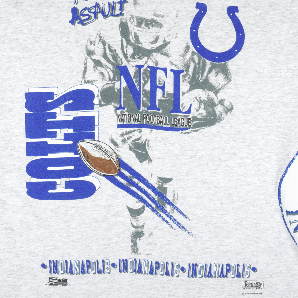 NFL (Salem) - Indianapolis Colts, Aerial Assault Spell-Out T-Shirt 1991 XX-Large Vintage Retro Football