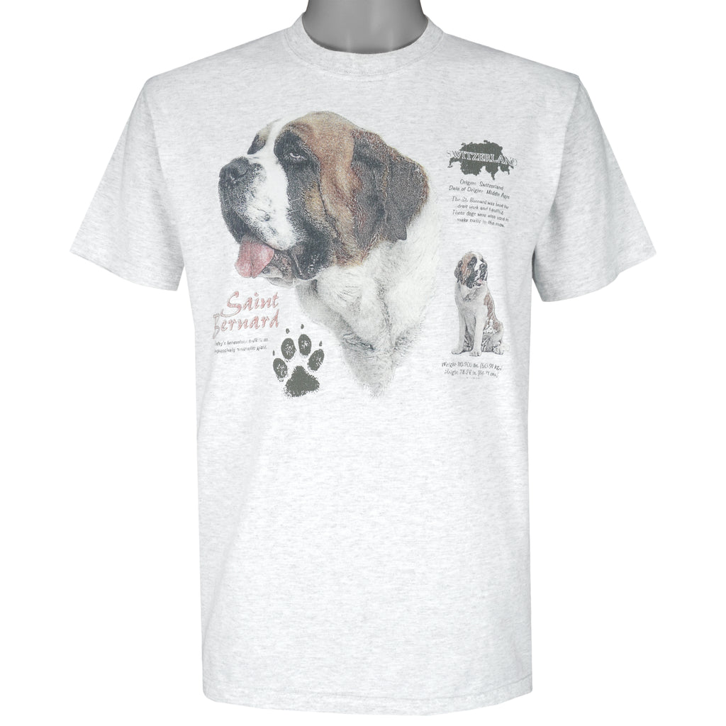 Vintage (Gildan) - Saint Bernard Single Stitch T-Shirt 1990s Medium Vintage Retro