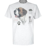 Vintage (Gildan) - Saint Bernard Dog Info Stat Single Stitch T-Shirt 2000 Medium