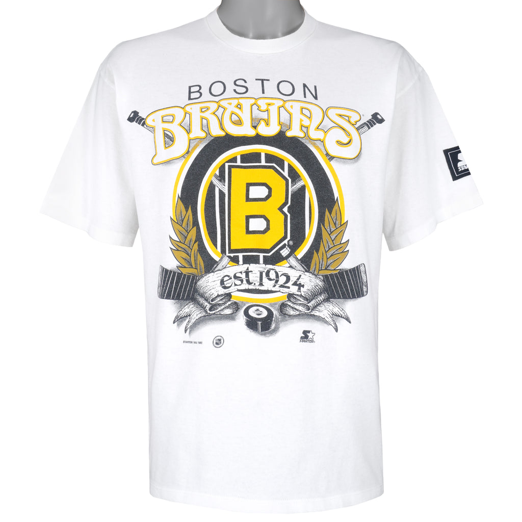 Starter - Boston Bruins Est.1924 Single Stitch T-Shirt 1992 Large Vintage Retro Hockey