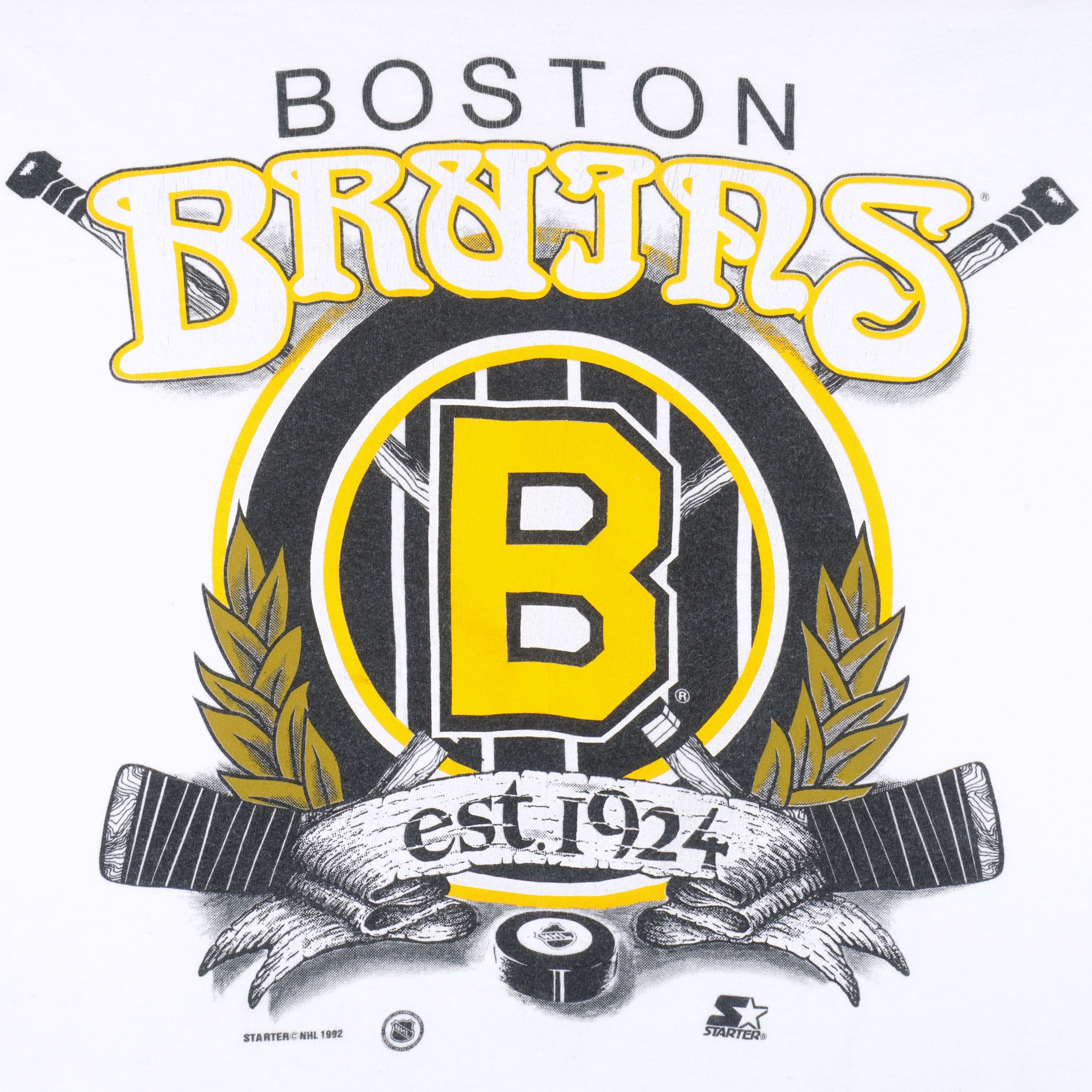 Starter - Boston Bruins Est.1924 Single Stitch T-Shirt 1992 Large Vintage Retro Hockey