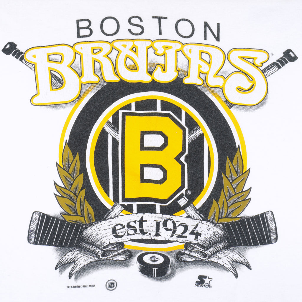 Starter - Boston Bruins Est.1924 Single Stitch T-Shirt 1992 Large Vintage Retro Hockey