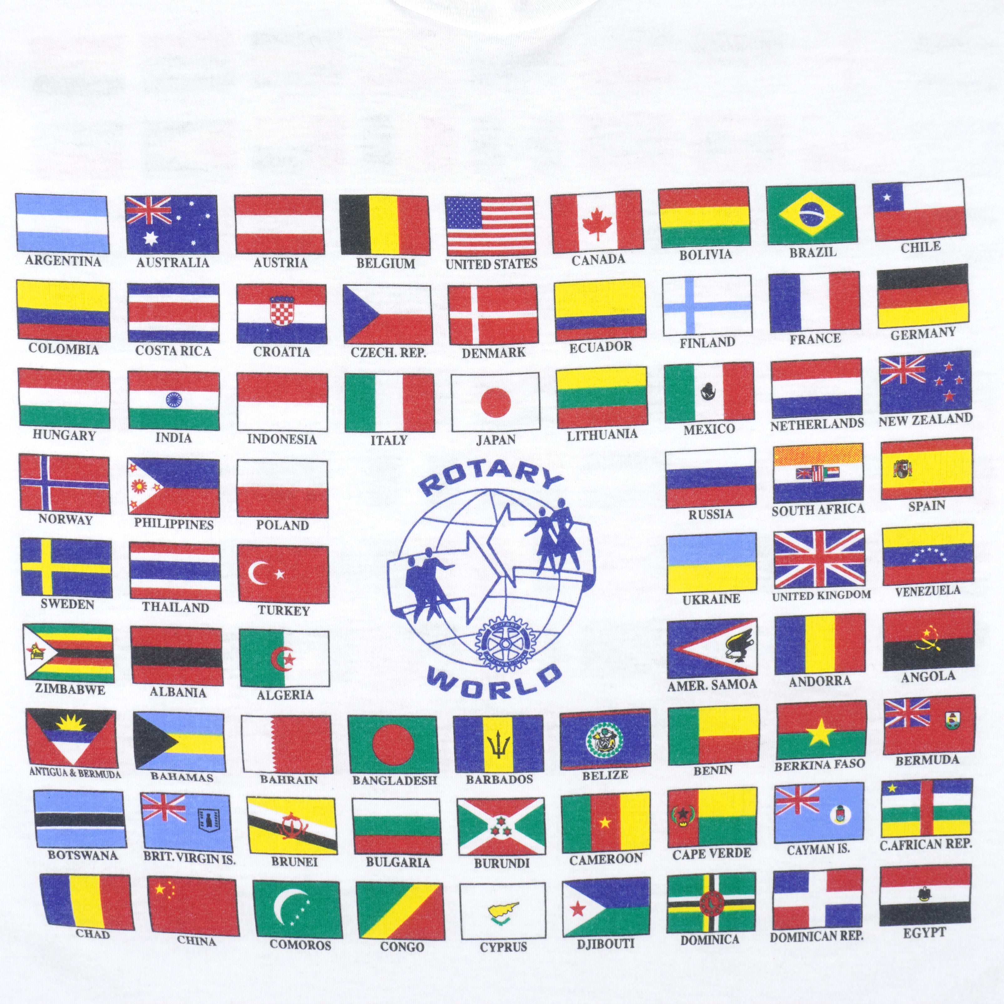 Vintage - Rotary World Flags Single Stitch T-Shirt 1990s XX-Large Vintage Retro