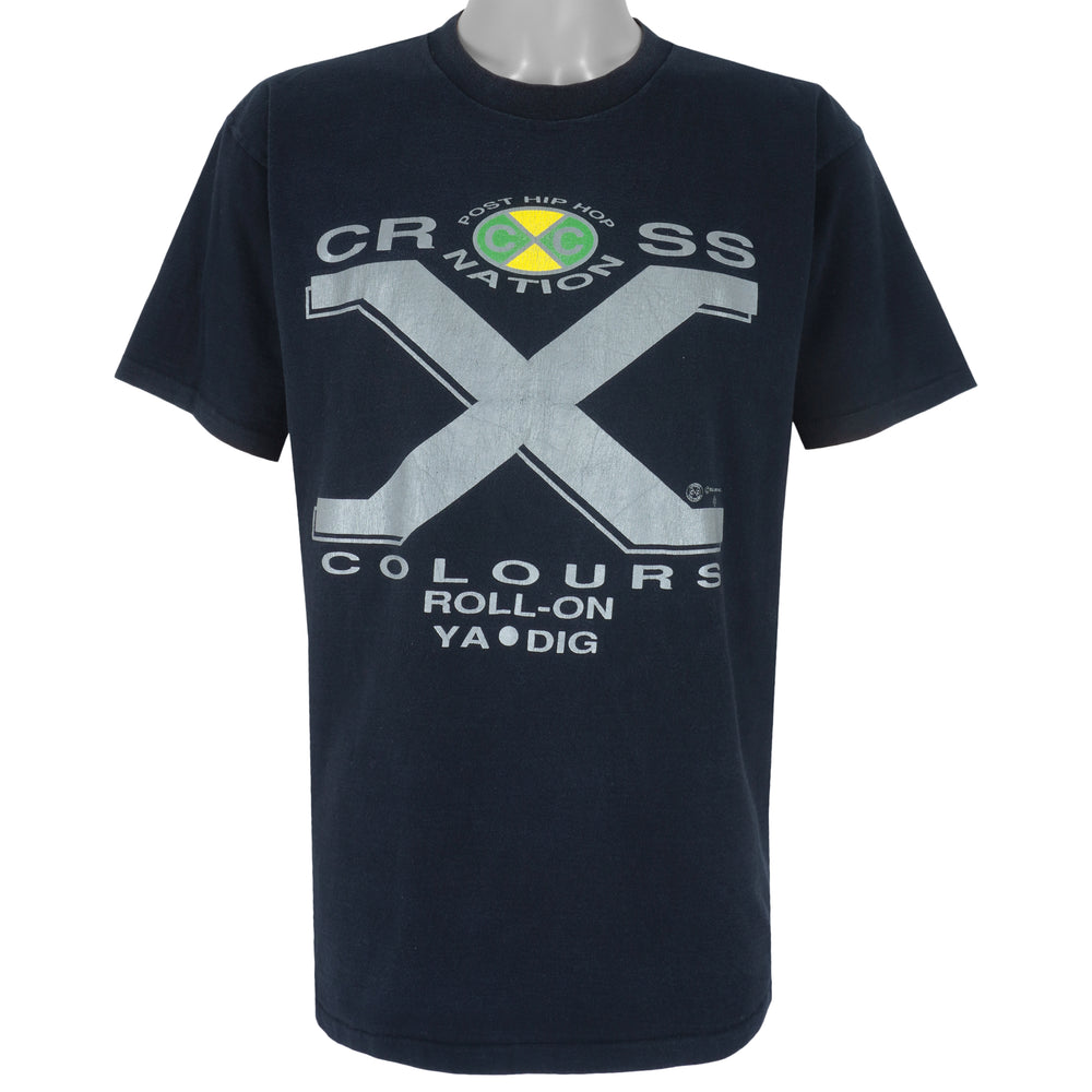 Vintage - Cross X Colours Roll-On Single Stitch T-Shirt 1990s Large Vintage Retro