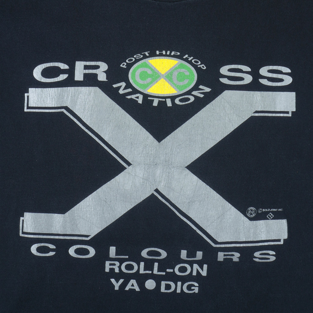Vintage - Cross X Colours Roll-On Single Stitch T-Shirt 1990s Large Vintage Retro
