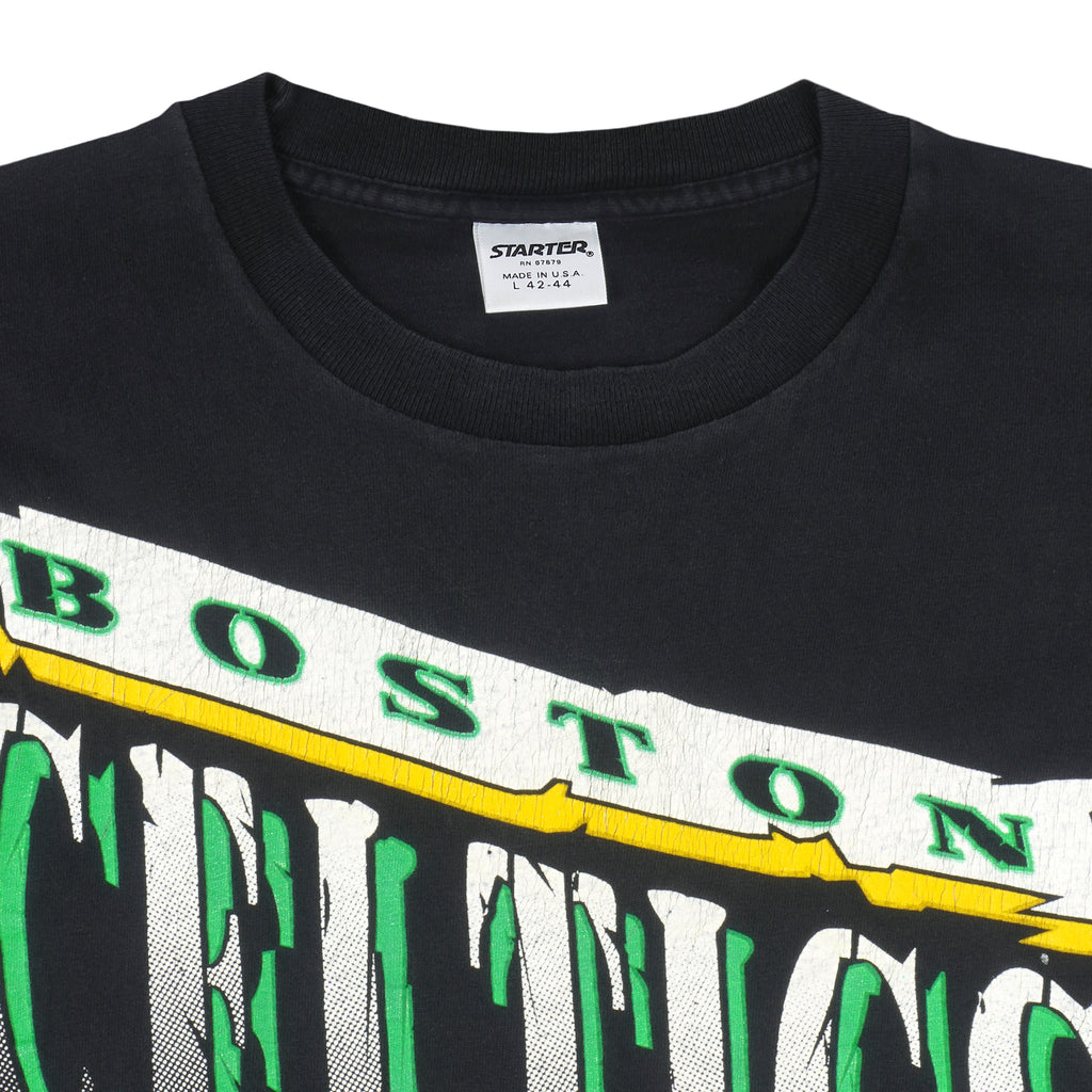 Starter - Black Boston Celtics T-Shirt 1990 Large Vintage Retro Basketball