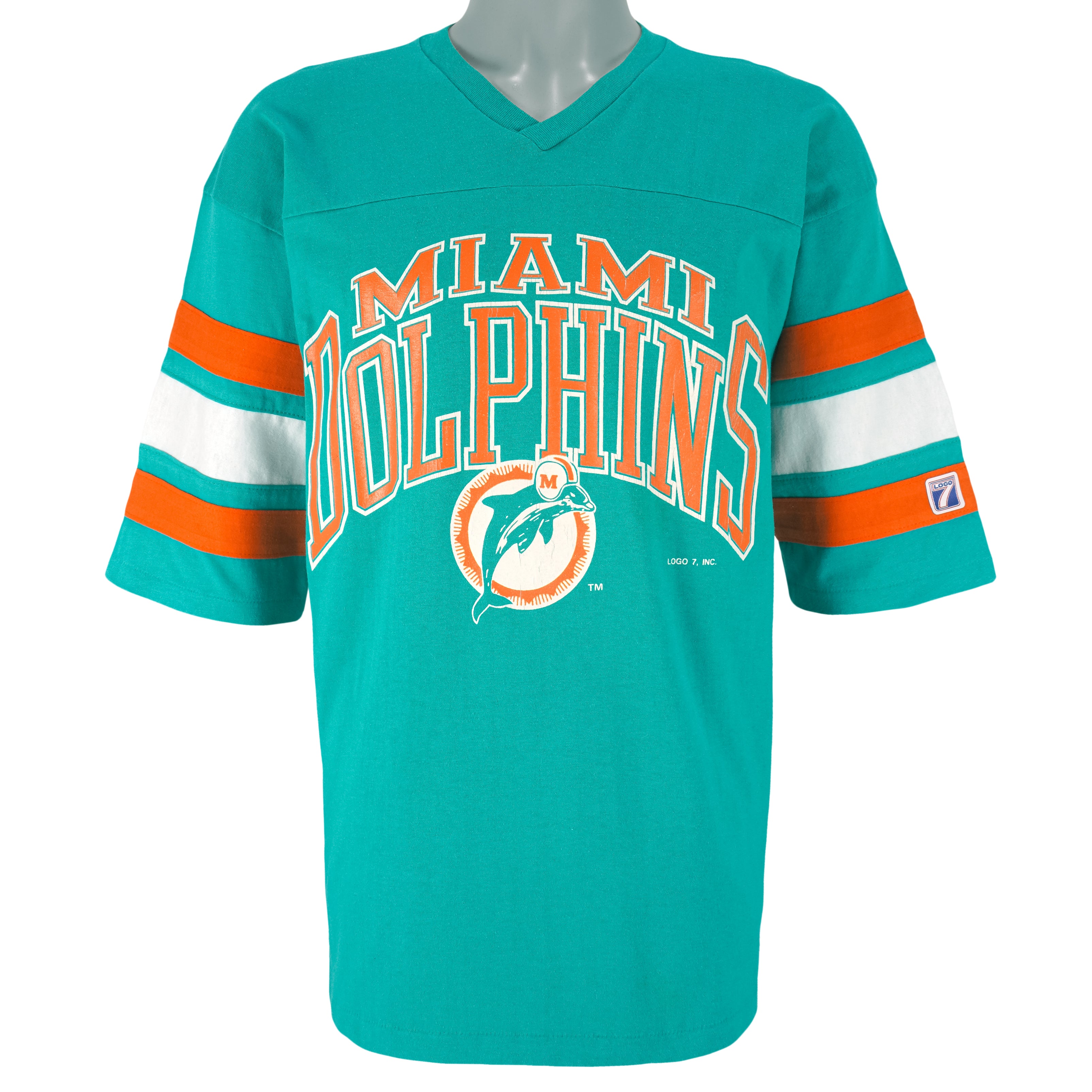 NFL (Logo 7) - Miami Dolphins Football Jersey 1990s X-Large Vintage Retro Football