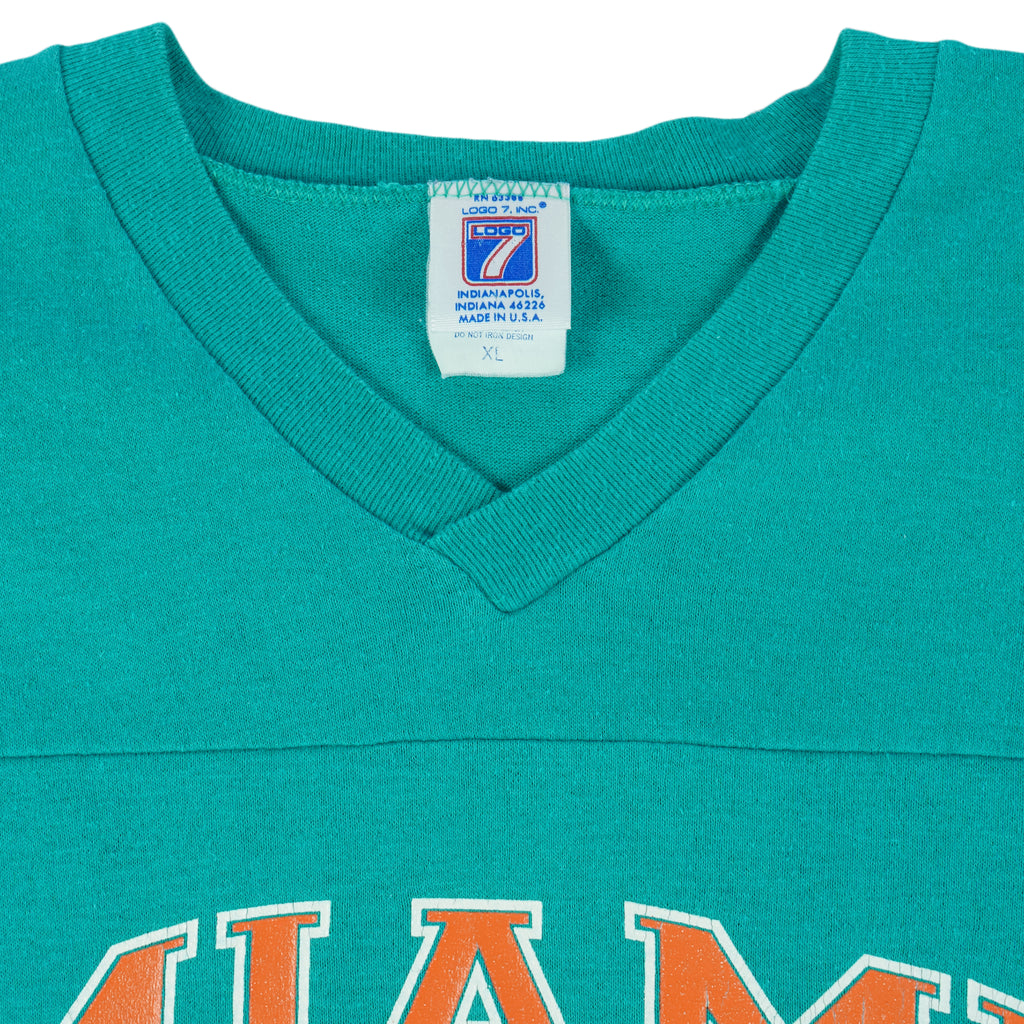 NFL (Logo 7) - Miami Dolphins Football Jersey 1990s X-Large Vintage Retro Football