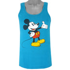 Disney - Blue Mickey Mouse Sleeveless Shirt 1990s Medium Vintage Retro