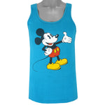 Disney - Blue Mickey Mouse Sleeveless Shirt 1980s Medium