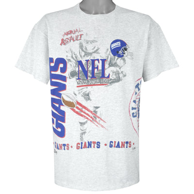 NFL (Salem) - New York Giants Aerial Assault Single Stitch T-Shirt 1991 X-Large