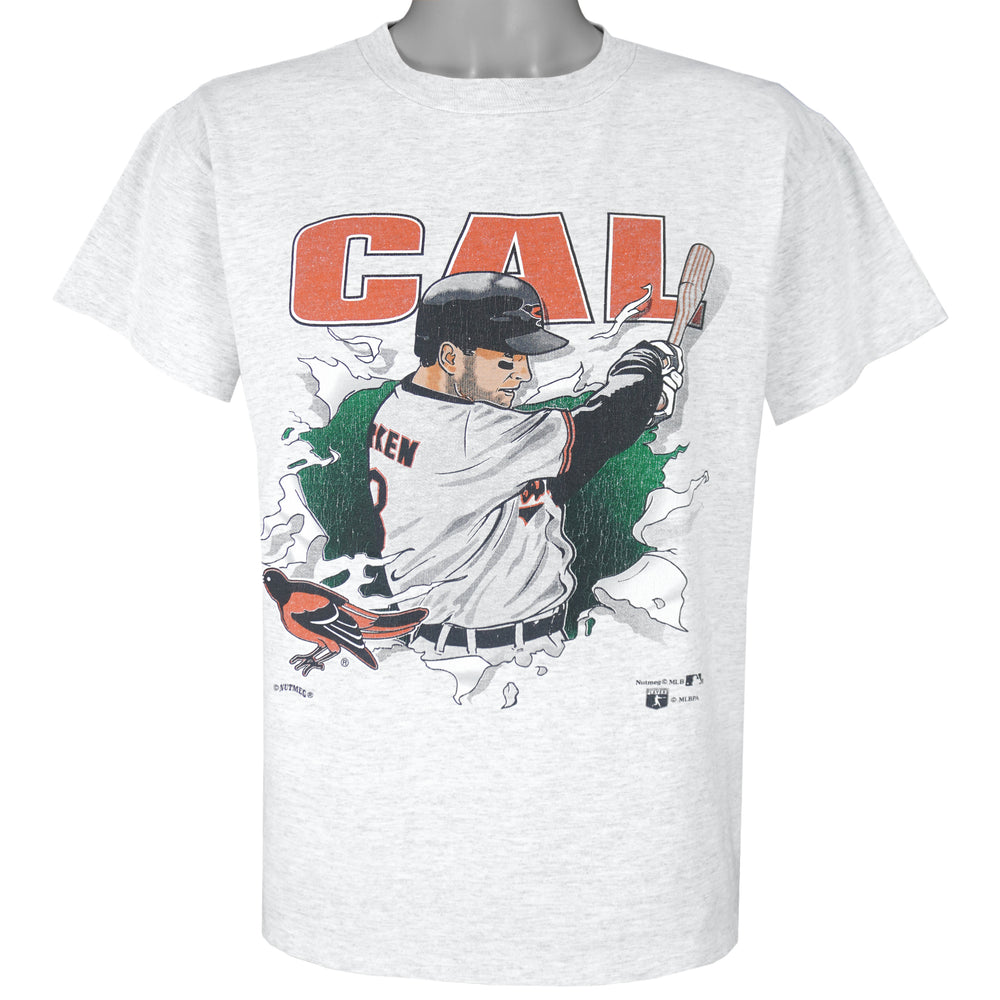 MLB (Nutmeg) - Baltimore Orioles, Cal Ripken Jr. Breakout T-Shirt 1990s X-Large Vintage Retro Baseball