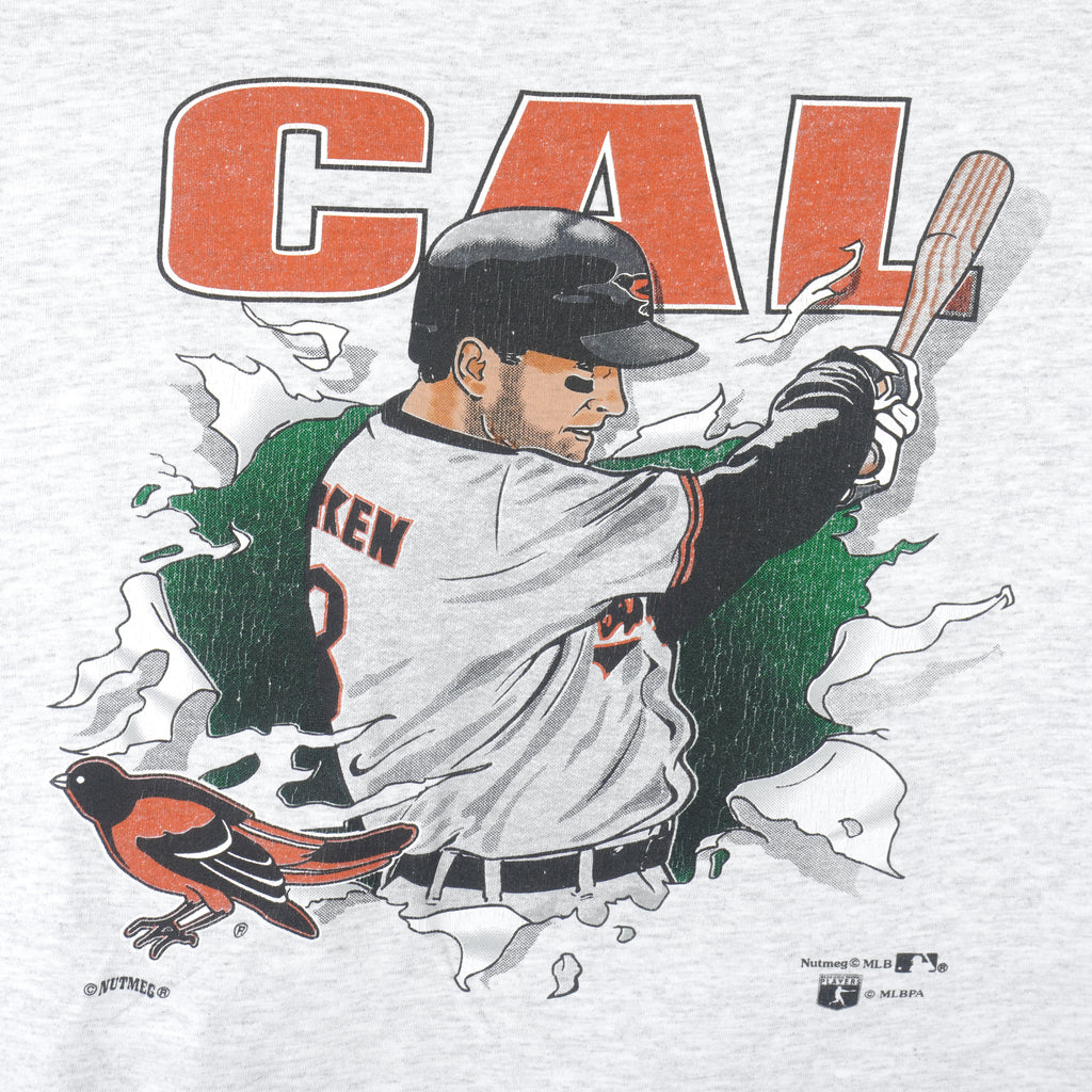 MLB (Nutmeg) - Baltimore Orioles, Cal Ripken Jr. Breakout T-Shirt 1990s X-Large Vintage Retro Baseball