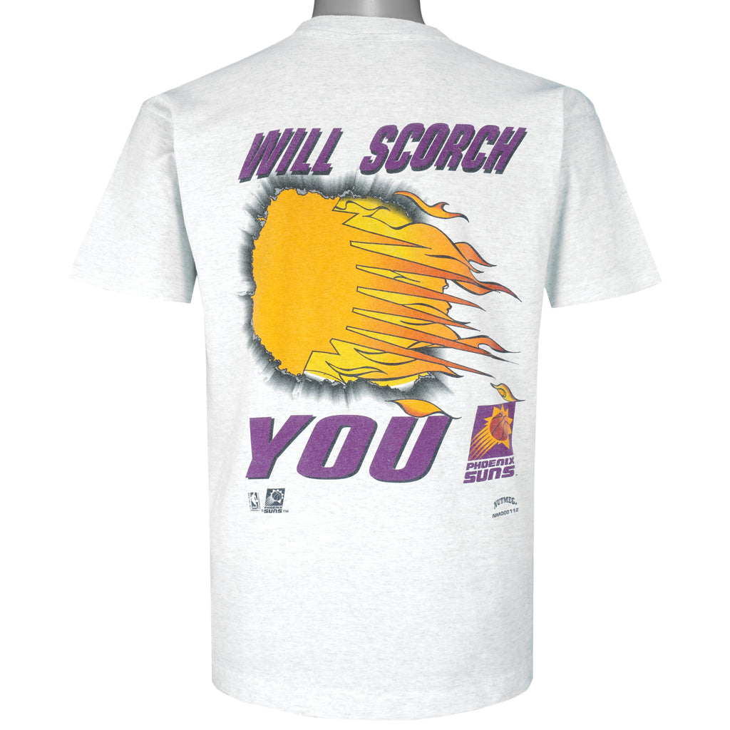 NBA (Nutmeg) - Grey Phoenix Suns T-Shirt 1990s Large Vintage Retro Basketball