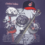 MLB (Nutmeg) - Cleveland Indians Embroidered Single Stitch T-Shirt 1990s Large Vintage Retro Baseball