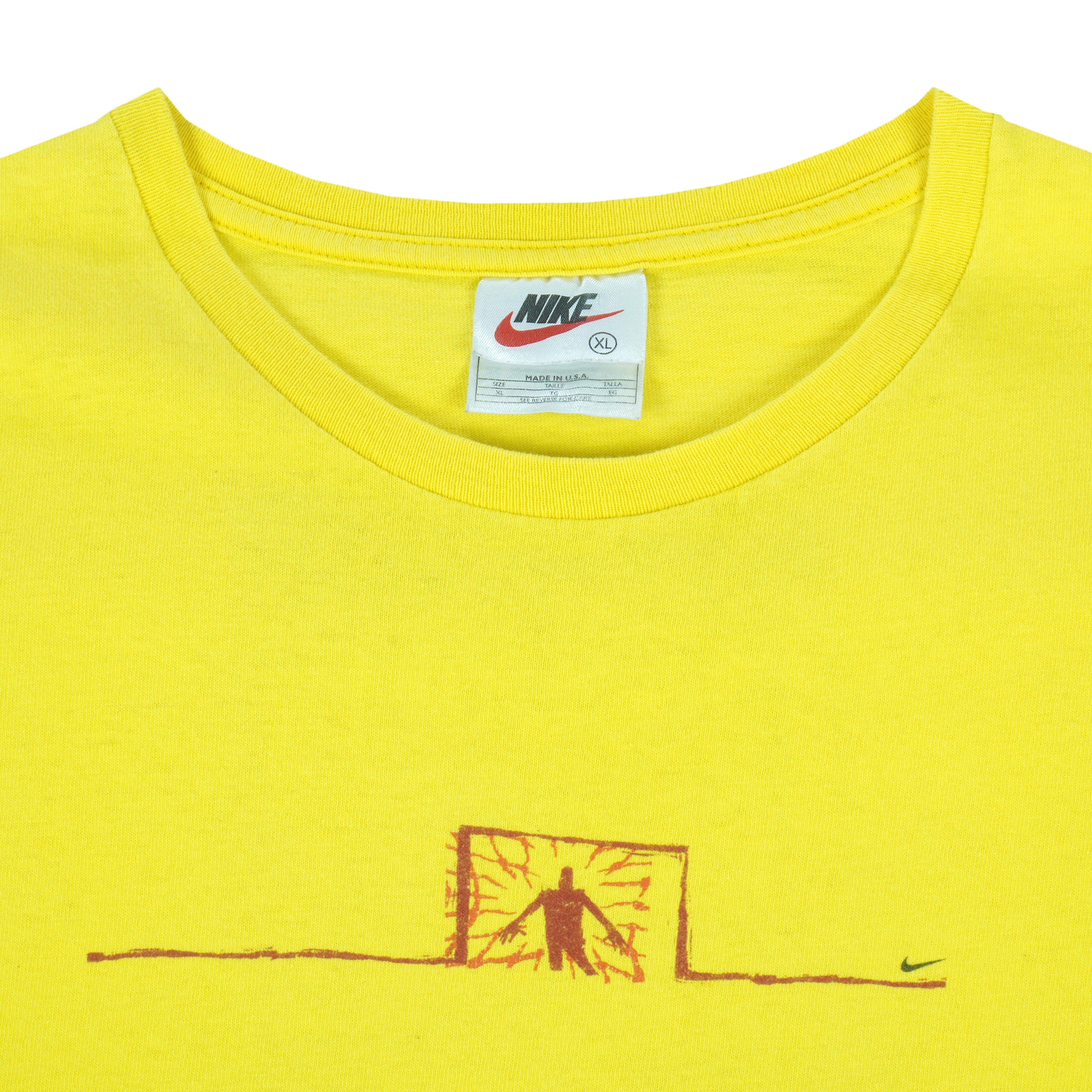 Nike - Yellow Football T-Shirt 1990s Medium Vintage Retro Football