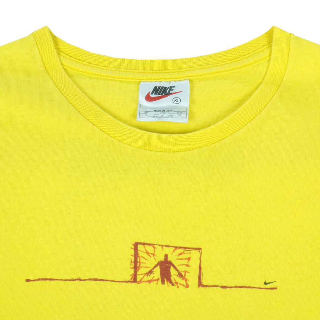 Nike - Yellow Football T-Shirt 1990s Medium Vintage Retro Football