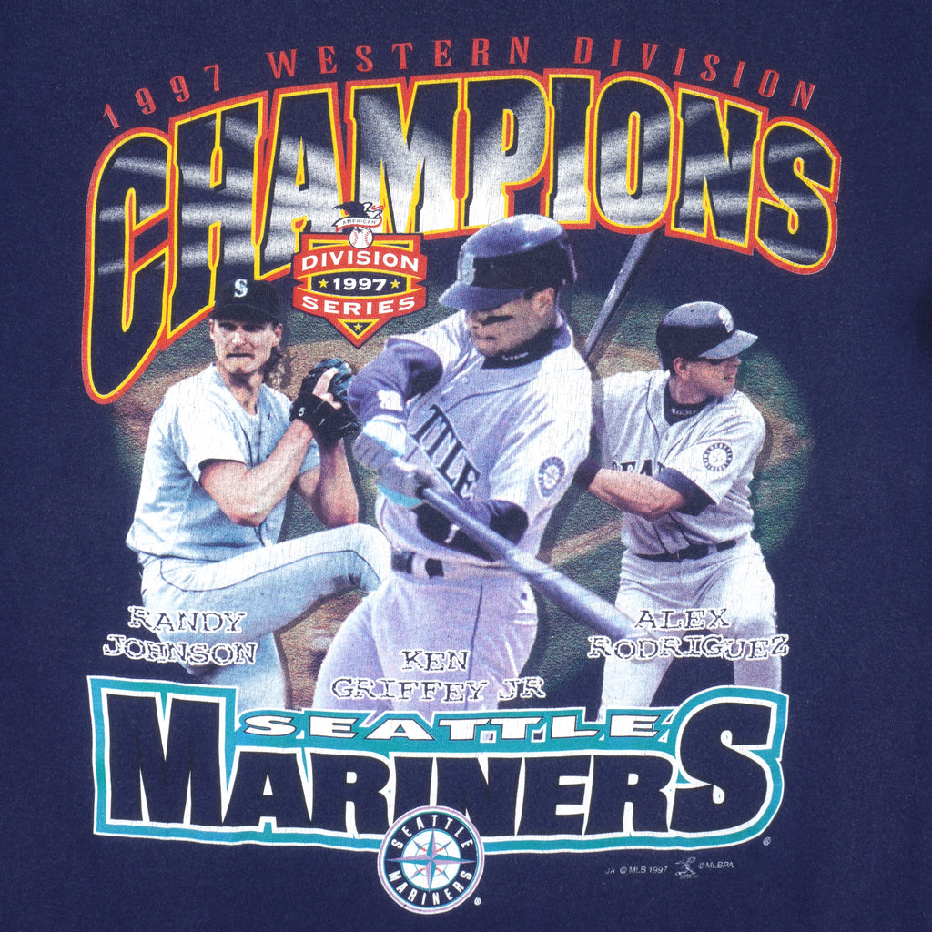 MLB - Seattle Mariners Randy Ken Alex Single Stitch T-Shirt 1997 Large Vintage Retro Baseball