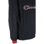 Champion - Black Embroidered Pullover Windbreaker 1990s Large Vintage Retro