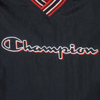 Champion - Black Embroidered Pullover Windbreaker 1990s Large Vintage Retro